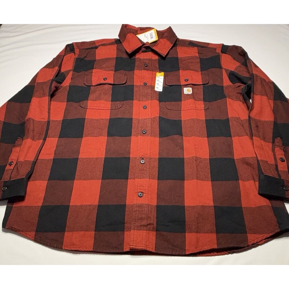 Carhartt Heavyweight Flannel Shirt Red Buffalo Plaid Loose Fit TW4451 NWT New